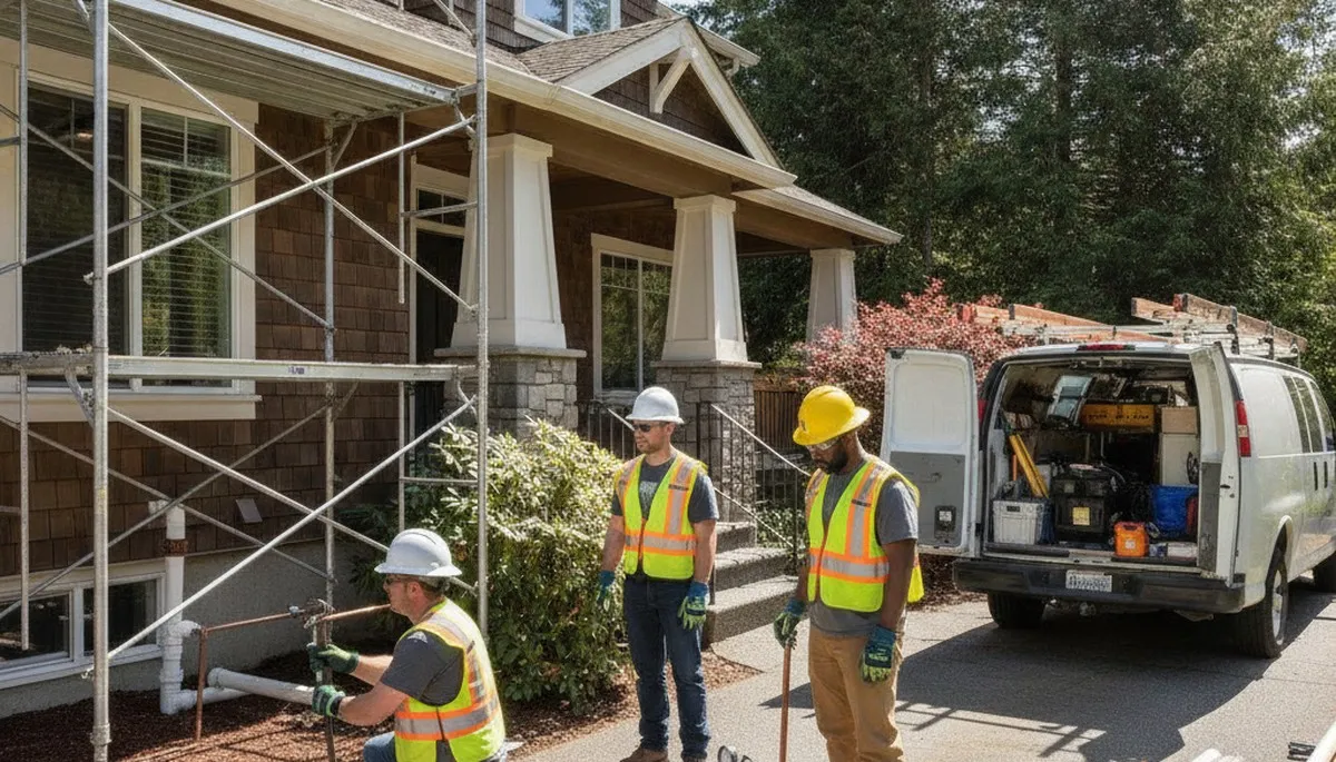 Seattle, WA plumbing repair technician fixing a residential pipe leak for local service customer