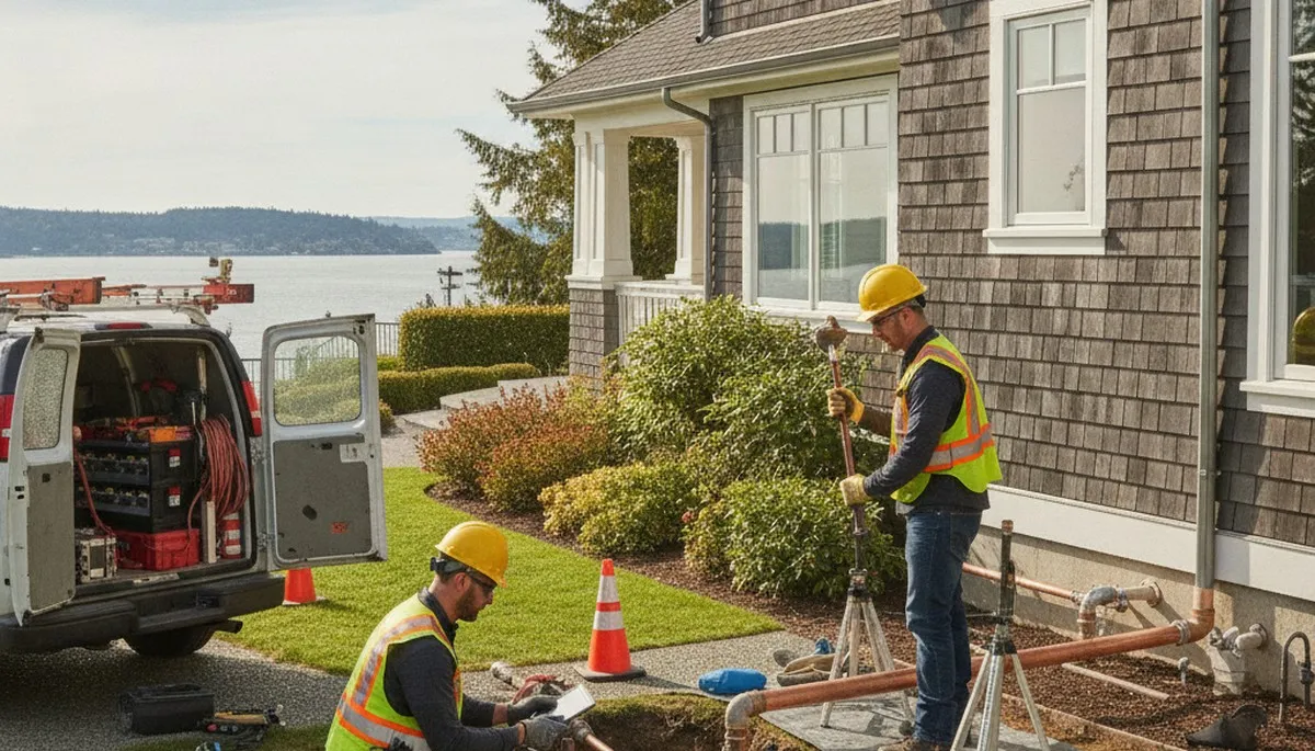 Seattle, WA plumbing repair service team fixing a residential pipe leak