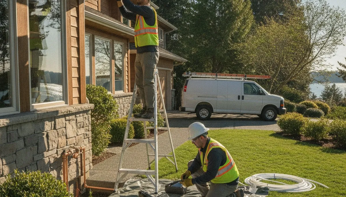 Seattle, WA plumbing repair team fixing a residential pipe leak with professional tools