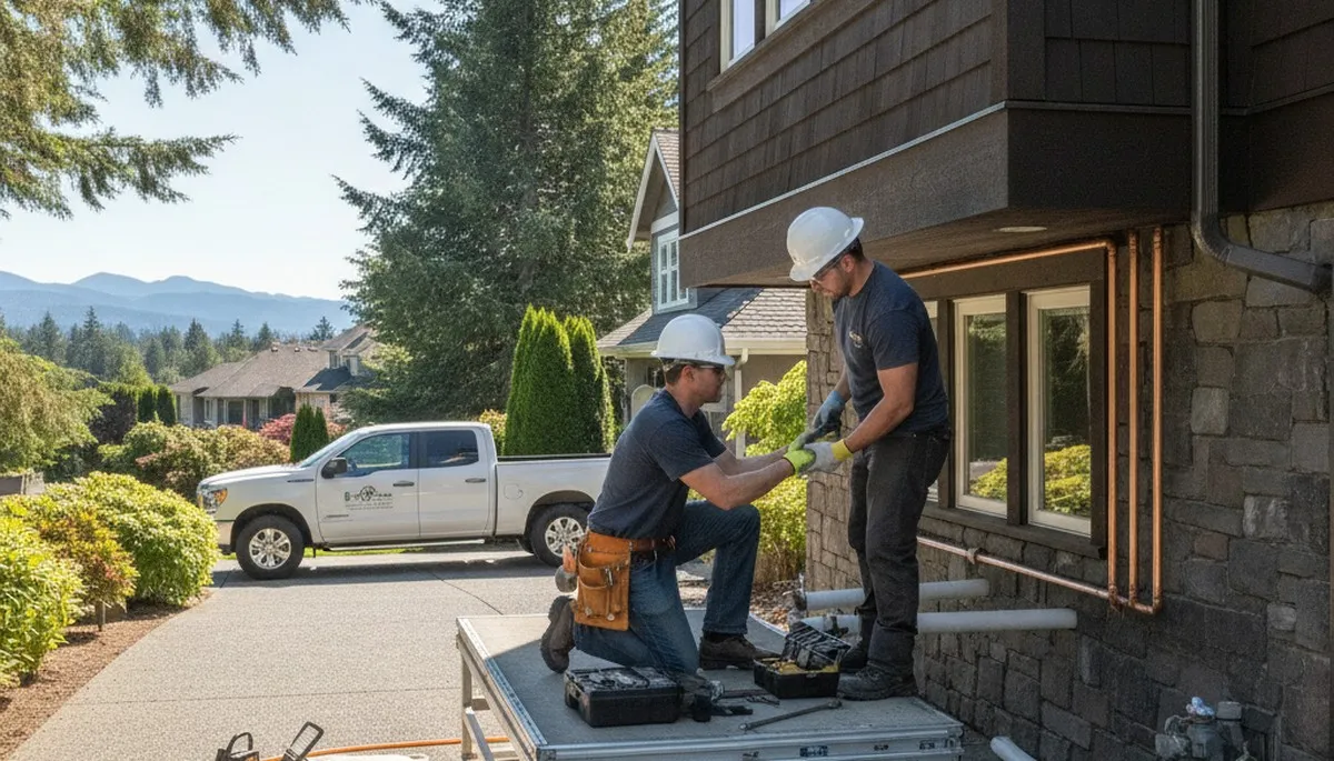 Seattle, WA plumbing repair technician inspecting pipes for residential service calls
