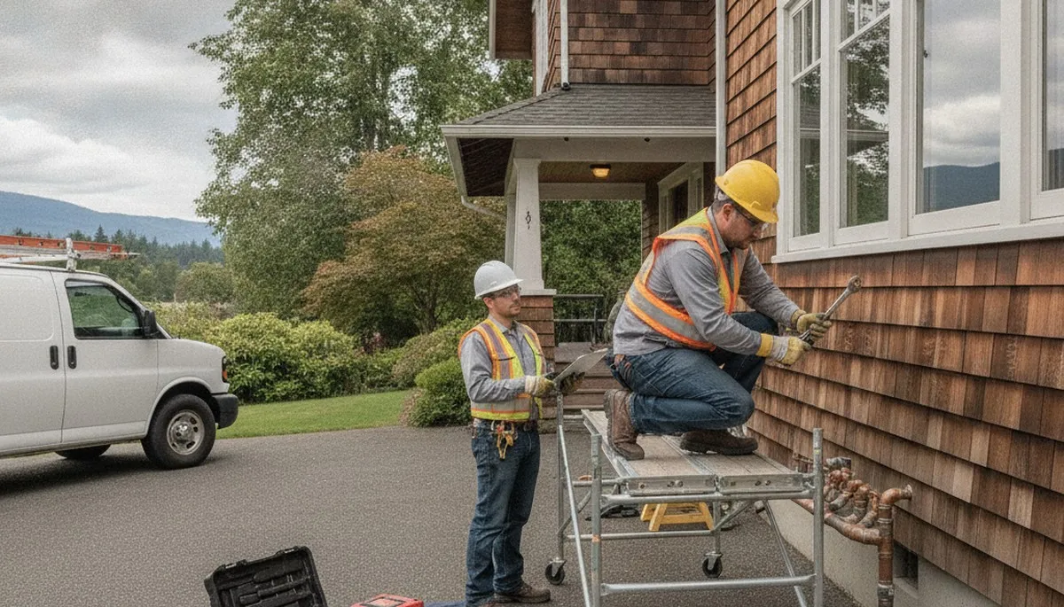 Seattle, WA plumbing repair service for residential pipe leak and drain fix in a professional work van