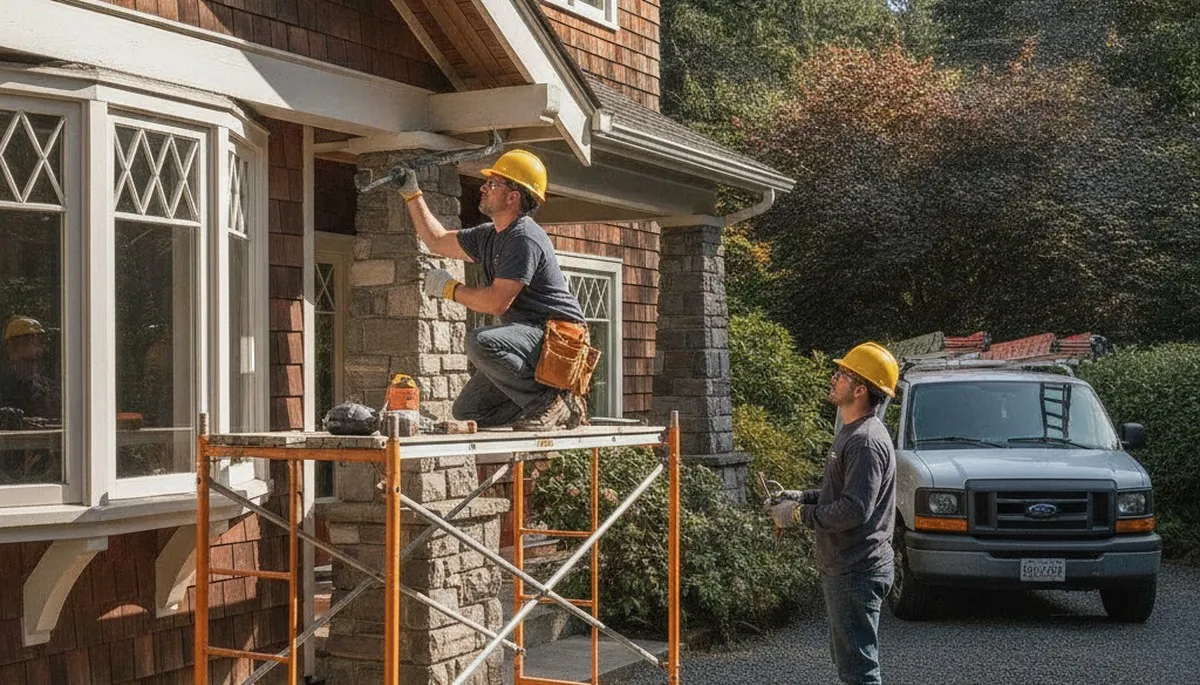 Seattle, WA plumbing repair technician servicing a home pipe leak with professional tools
