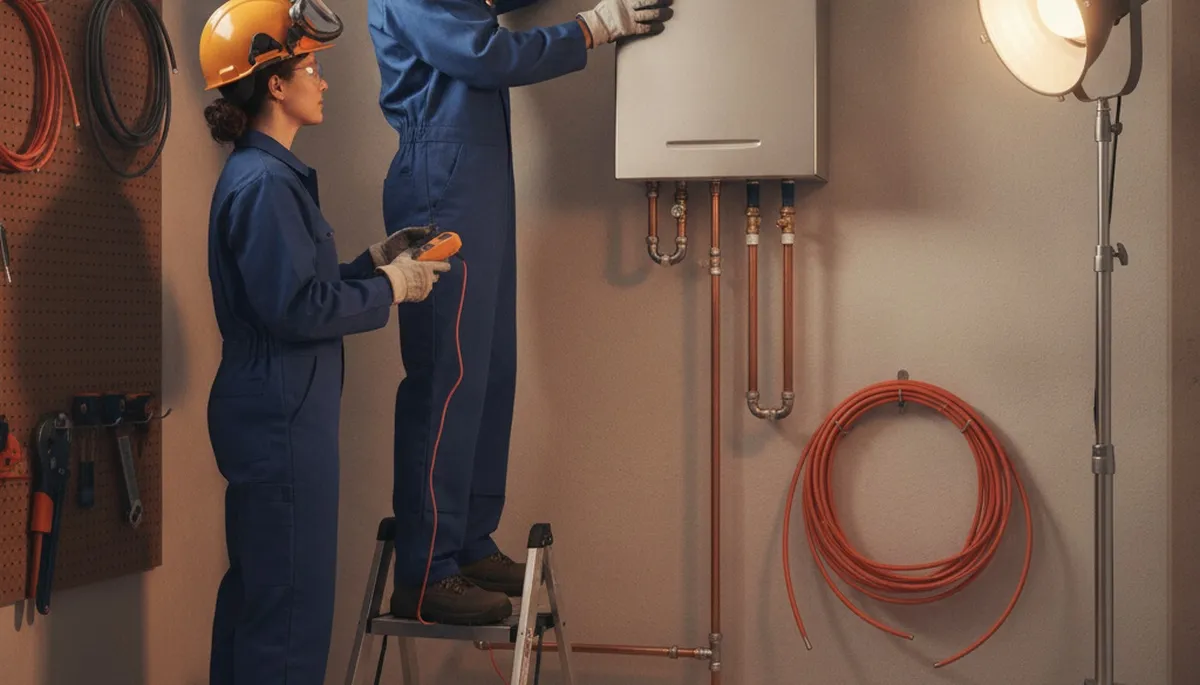 Seattle plumber installing tankless water heater for home service in Seattle, WA